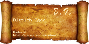 Ditrich Igor névjegykártya